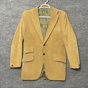 VTG 90s Eddie Bauer Mens Sz 40 L Brown Corduroy Two Button Blazer Triple Pockets